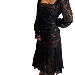 Vintage Giorgio Santangelo Couture Lace Velvet Tiered Maxi Dress Rare OneofaKind